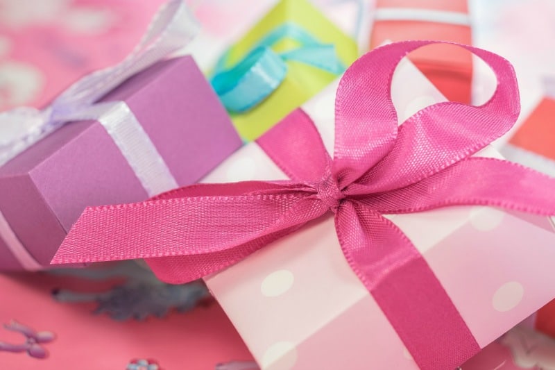 Gifts wrapped in girly colors
