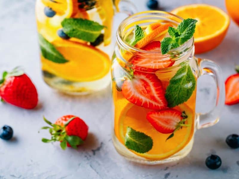 Infused water in glass jars